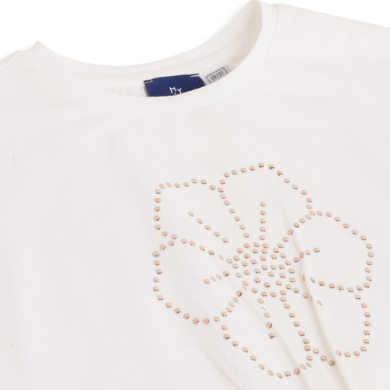 Girls White Printed Short Sleeve T-Shirt image number 2